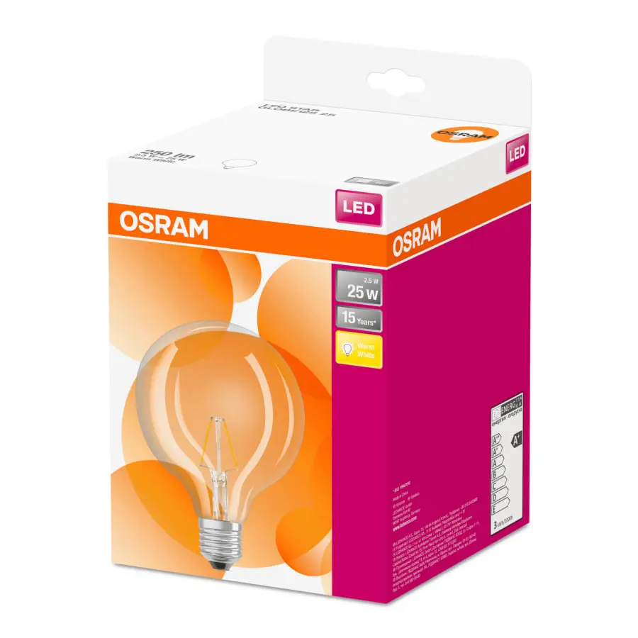 Osram Globe E27 250lm 2700K Filamentti Led-lamppu, Kirkas 4 Osram Globe E27 250lm 2700K Filamentti Led-lamppu, Kirkas - Image 2