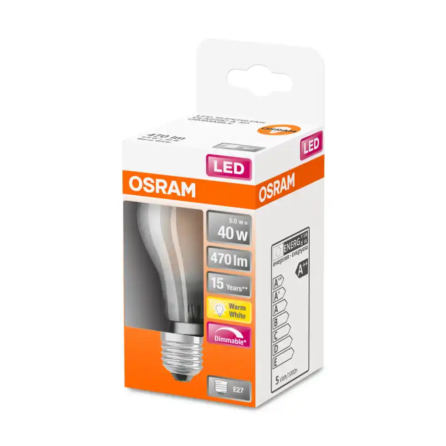 Osram E27 470lm 2700K Himmennettävä Filamentti Led-vakiolamppu, Matta 4 Osram E27 470lm 2700K Himmennettävä Filamentti Led-vakiolamppu, Matta - Image 2
