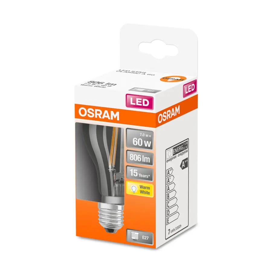 Osram E27 806lm 2700K Filamentti Led-vakiolamppu, Kirkas 4 Osram E27 806lm 2700K Filamentti Led-vakiolamppu, Kirkas - Image 2