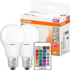 Osram Star+ E27 806lm 2700K RGBW 2kpl Led-vakiolamppu Kauko-ohjaimella