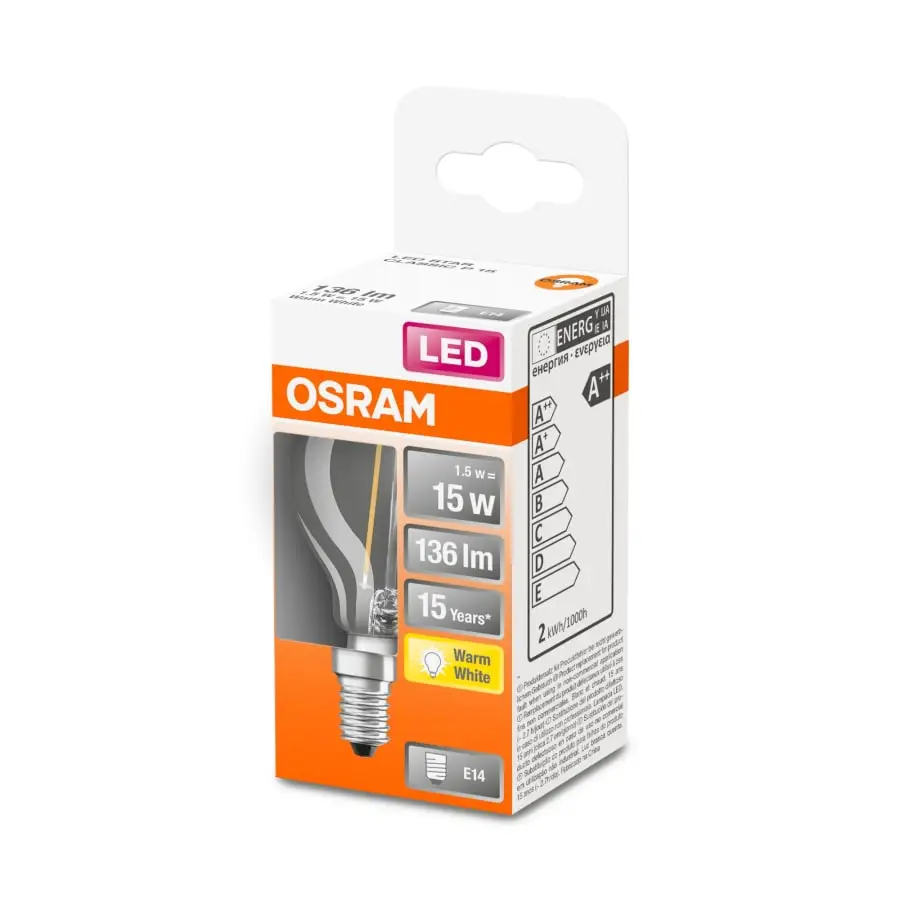 Osram E14 136lm 2700K Filamentti Led-pienkupulamppu, Kirkas 4 Osram E14 136lm 2700K Filamentti Led-pienkupulamppu, Kirkas - Image 2