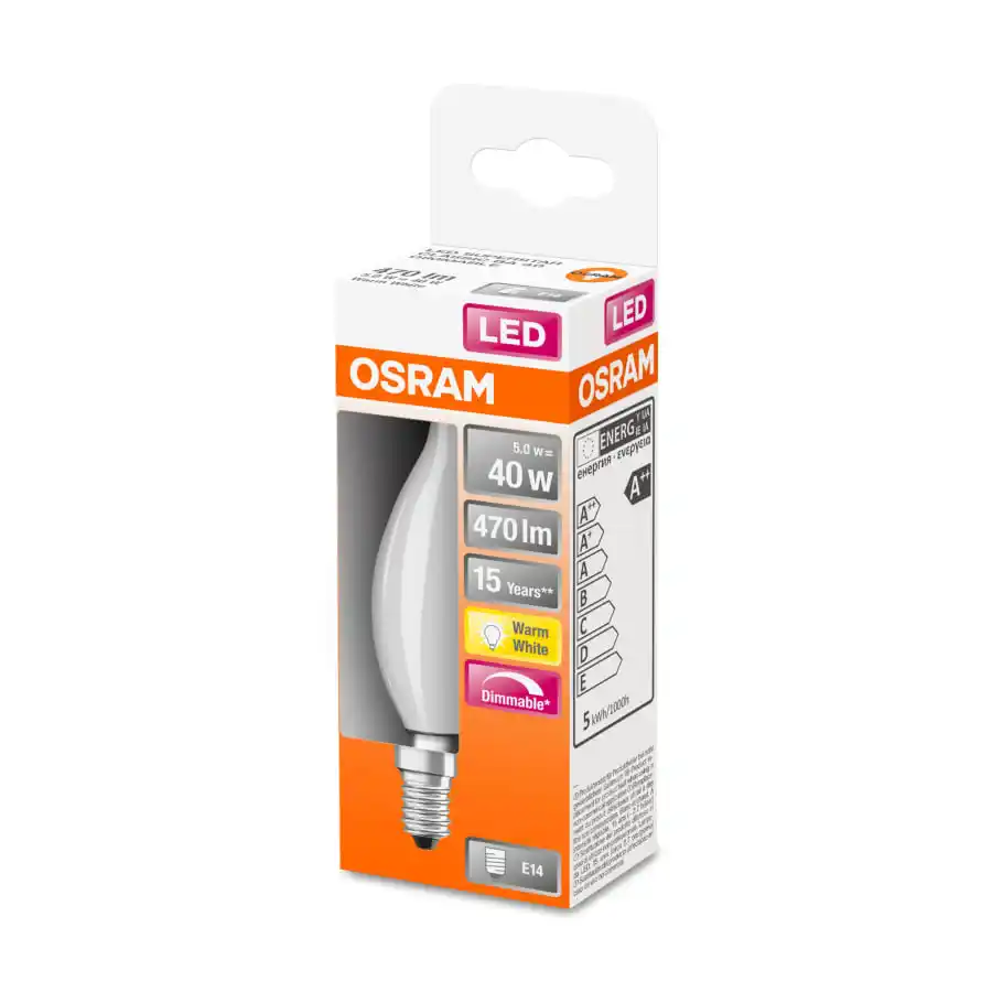 Osram E14 470lm 2700K Himmennettävä Filamentti Led-liekkikynttilä, Matta 4 Osram E14 470lm 2700K Himmennettävä Filamentti Led-liekkikynttilä, Matta - Image 2