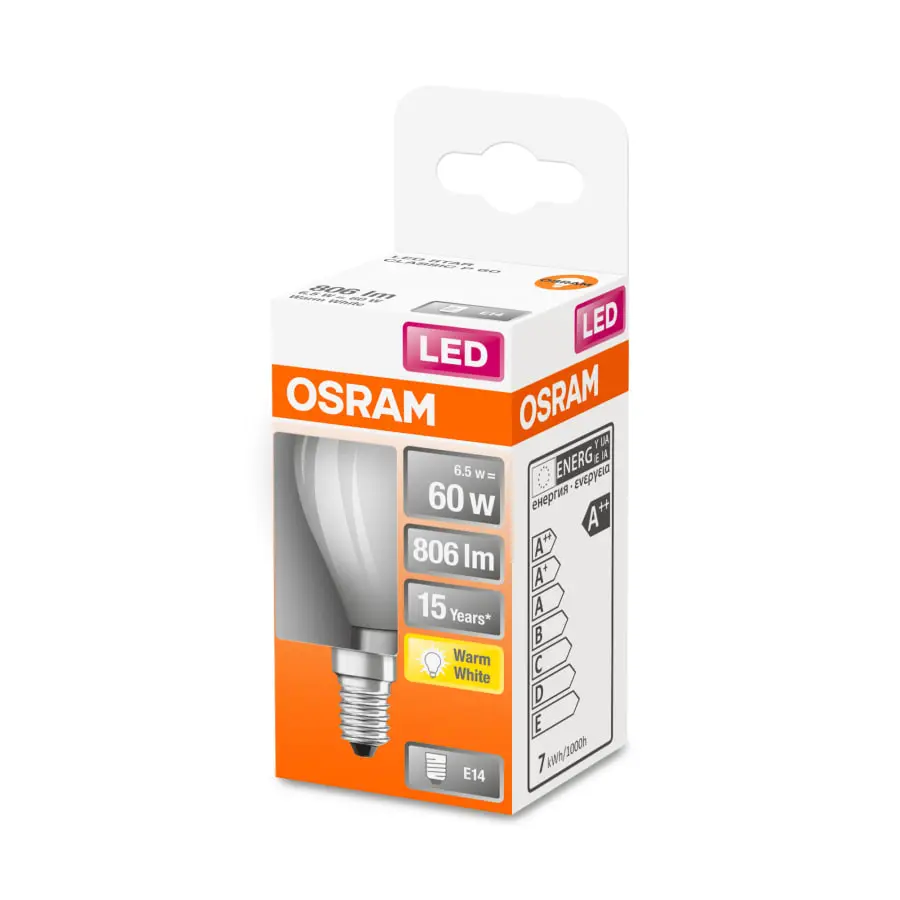 Osram E14 806lm 2700K Filamentti Led-pienkupulamppu, Matta 4 Osram E14 806lm 2700K Filamentti Led-pienkupulamppu, Matta - Image 2