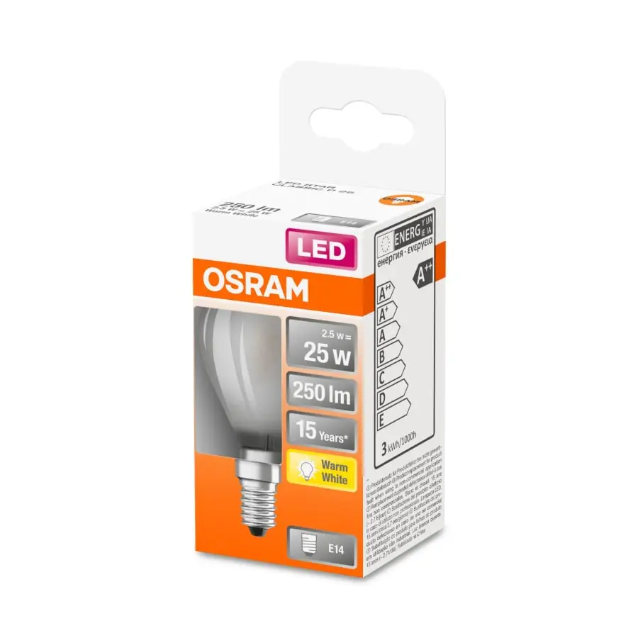 Osram E14 250lm 2700K Filamentti Led-pienkupulamppu, Matta 4 Osram E14 250lm 2700K Filamentti Led-pienkupulamppu, Matta - Image 2