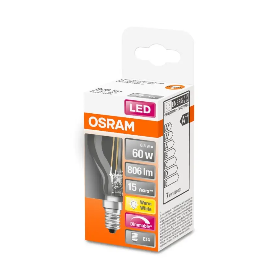 Osram E14 806lm 2700K Himmennettävä Filamentti Led-pienkupulamppu, Kirkas 4 Osram E14 806lm 2700K Himmennettävä Filamentti Led-pienkupulamppu, Kirkas - Image 2