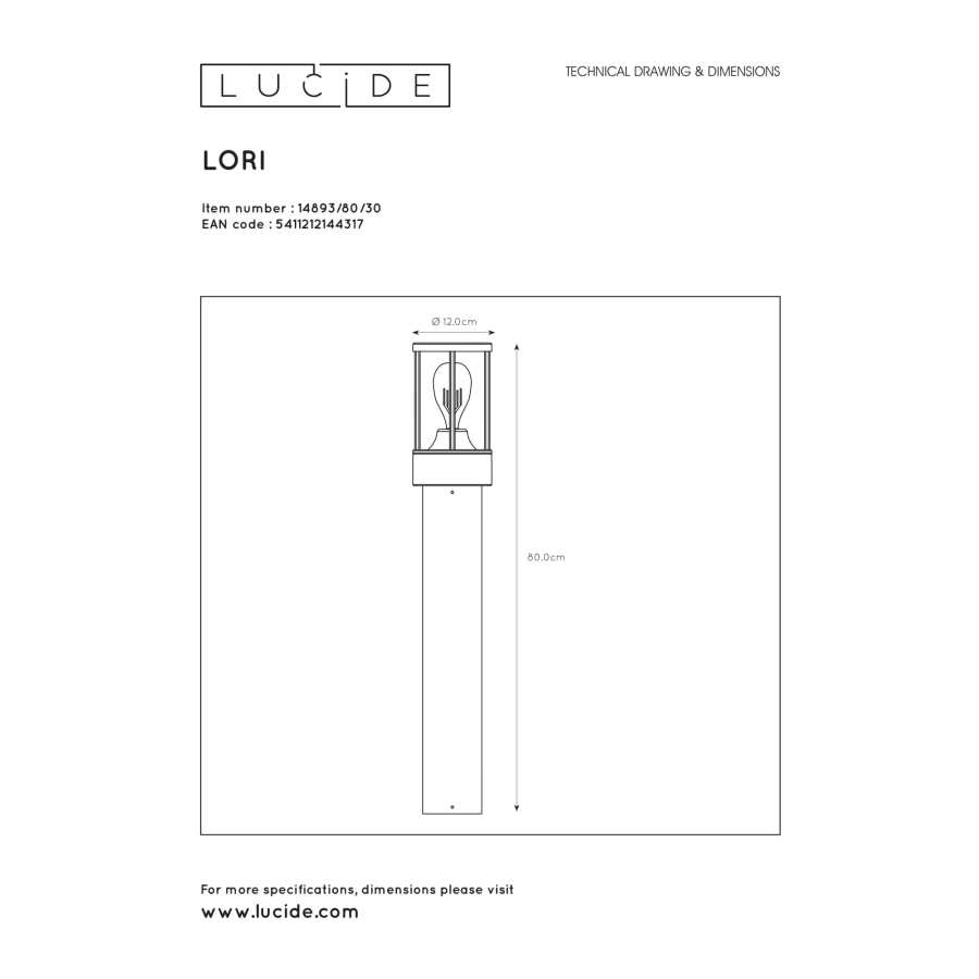 Lucide Lori Ulko Pylväsvalaisin 6 Lucide Lori Ulko Pylväsvalaisin - Image 4