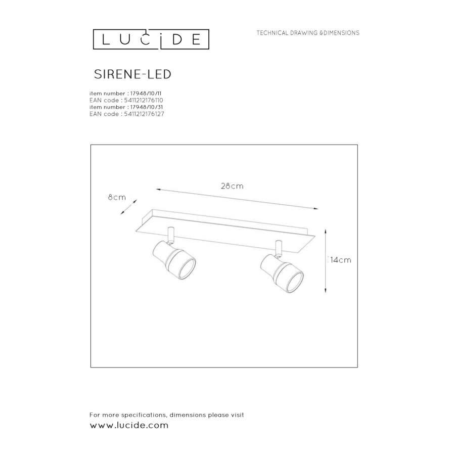 Lucide Sirene IP44 2-os LED Kattospotti 6 Lucide Sirene IP44 2-os LED Kattospotti - Image 4