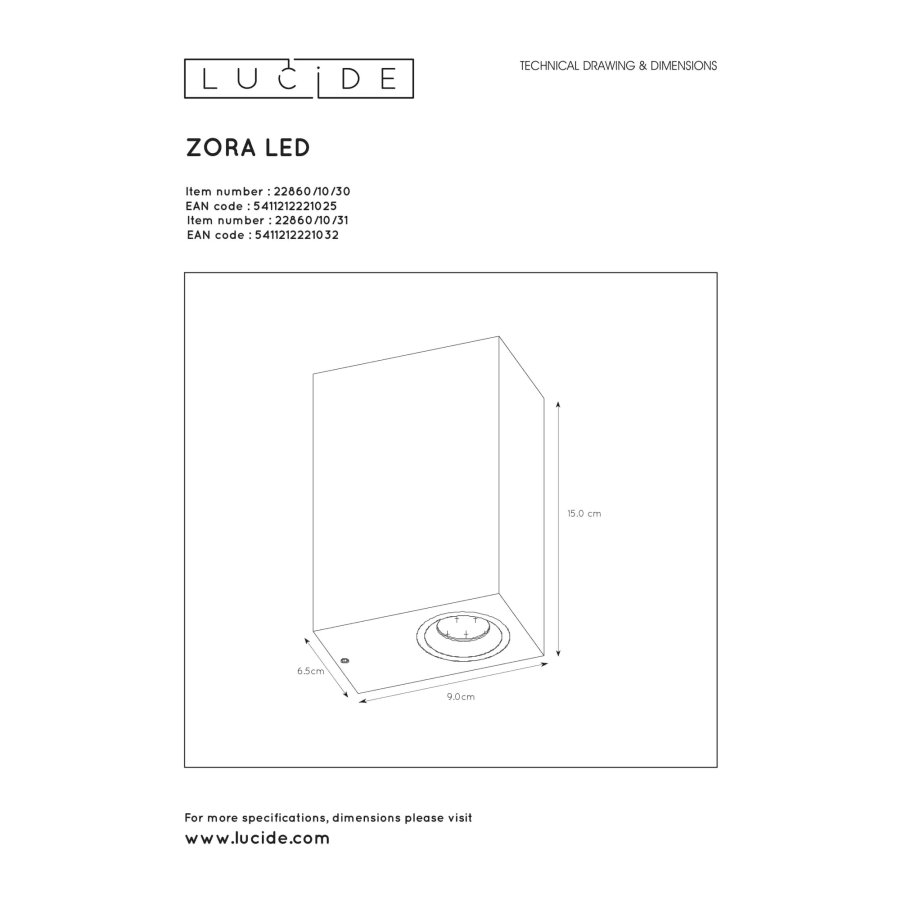 Lucide Zora Neliö LED Ulkoseinäspottivalaisin 6 Lucide Zora Neliö LED Ulkoseinäspottivalaisin - Image 4