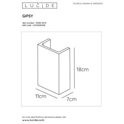 Lucide Gipsy Seinävalaisin 9 Lucide Gipsy Seinävalaisin -Konstsmide Kauppa 5411212351500 4