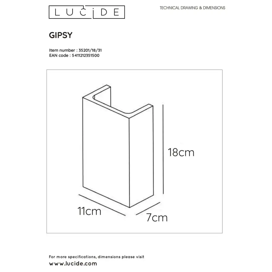 Lucide Gipsy Seinävalaisin 6 Lucide Gipsy Seinävalaisin - Image 4