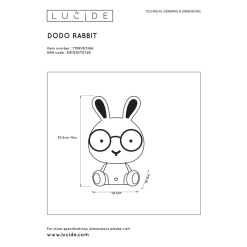 Lucide Dodo Rabbit LED Lasten Pöytävalaisi -Konstsmide Kauppa 5411212712745 5