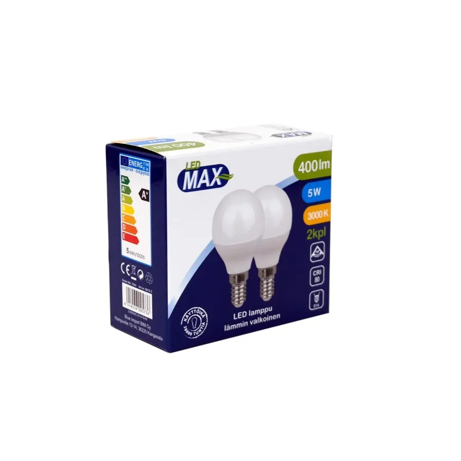 LED Max E14 5W 400lm 3000K 2kpl Led Pienkupulamppu 4 LED Max E14 5W 400lm 3000K 2kpl Led Pienkupulamppu - Image 2