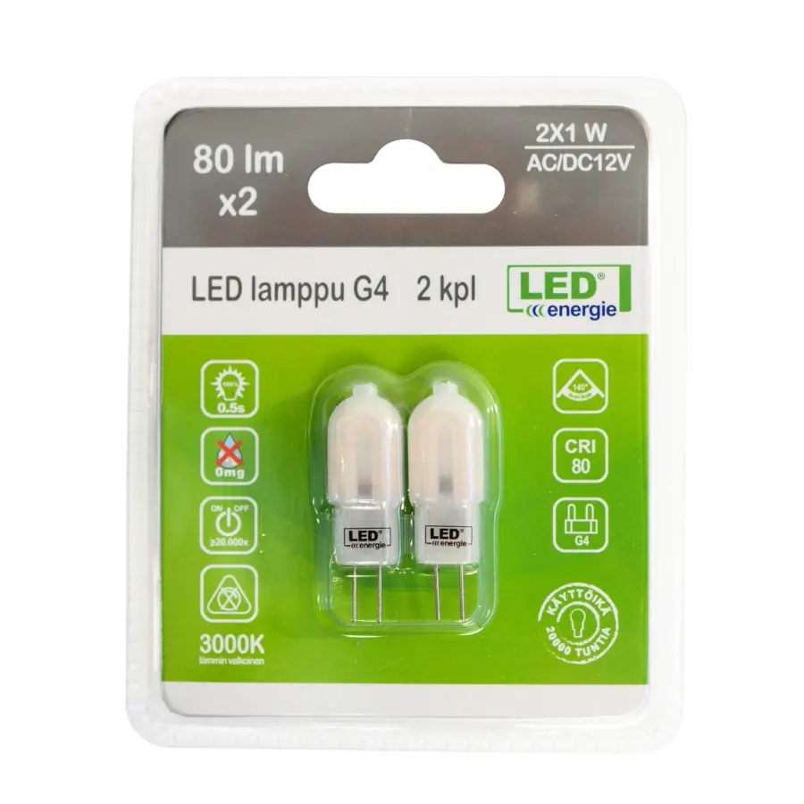Led Energie G4 90lm 2kpl Ledlamppu 3 Led Energie G4 90lm 2kpl Ledlamppu