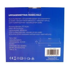Led Energie 12V 12W 840lm 4000K IP20/IP44 Led Paneelivalaisin -Konstsmide Kauppa 6418536015384 4