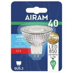 Airam GU5,3 MR16 12V 6,2W 4000K 520lm Led Kohdelamppu 6 Airam GU5,3 MR16 12V 6,2W 4000K 520lm Led Kohdelamppu -Konstsmide Kauppa 6435200264657