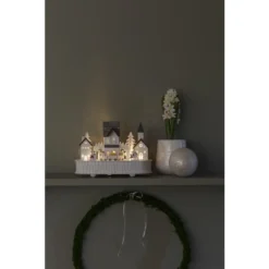 Konstsmide 3269-210 2xAA Talo Ja Kirkko Puusiluetti, Ajastin 6H -Konstsmide Kauppa 7318303269219 3