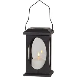 Star Flamme 23cm Musta Lyhty Led Kynttilällä