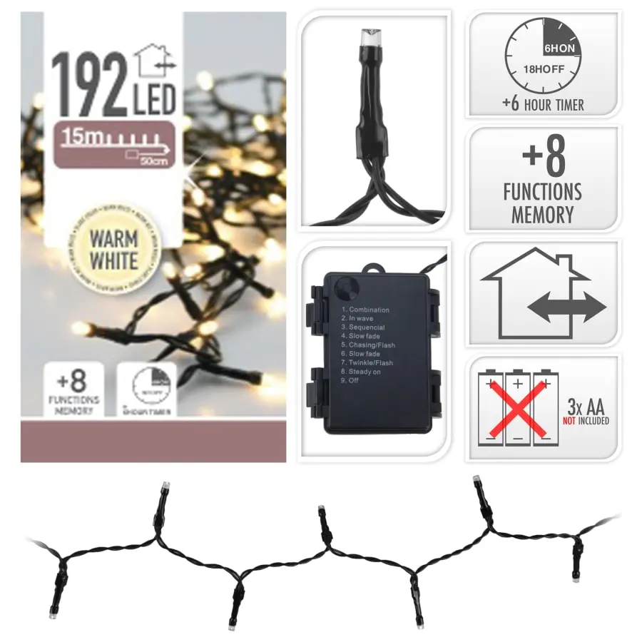 H&S IP44 192-osainen Paristokäyttöinen Ledvalosarja 3 H&S IP44 192-osainen Paristokäyttöinen Ledvalosarja